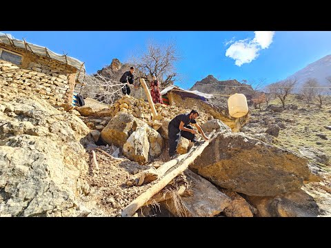 Nomadic Life: The Omid Family Builds a Wooden Bridge for Nomads & Livestock to Cross 🏞️