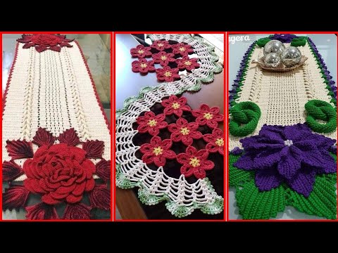 Easy crochet flower table runner pattern for beginners (Target of fashion)