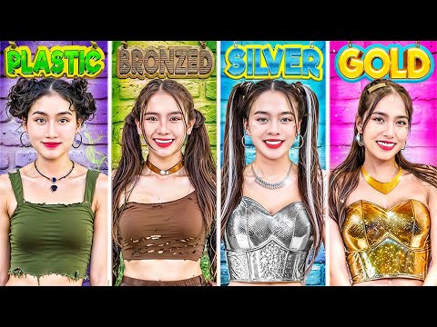 Gold Vs Silver Vs Bronze Vs Plastic Girl At School! Poor Vs Rich Vs Giga Rich Vs Normal Student