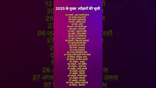 2025 festival list ll 2025 ke mukhya tyohar