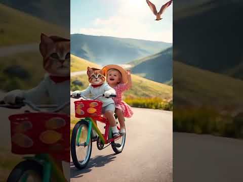 Cat is cycling#story#cute#kidsvideo#kidslearning#kids#fyp#foryou