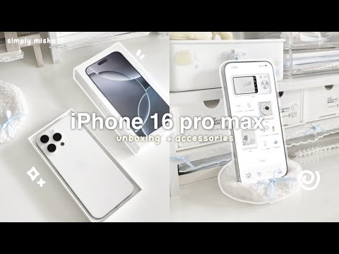 NEW iPhone 16 pro max unboxing ✉️ : white titanium, aesthetic setup + phone tour, unbox accessories