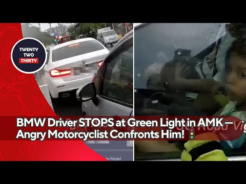 BMW Driver STOPS at Green Light in AMK — Angry Motorcyclist Confronts Him! 🚦