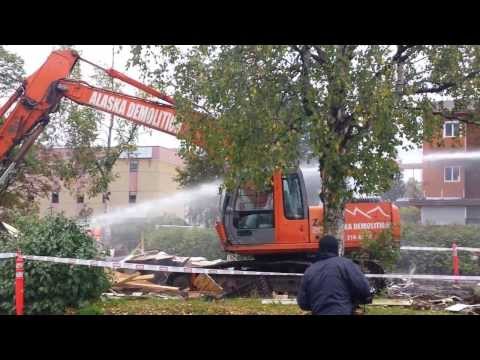 Demolition of downtown house where assaulted male was found