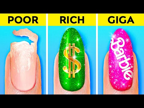 RICH VS POOR VS GIGA RICH GIRLY HACKS TO SOLVE EVERYDAY PROBLEMS 💵📦 Beauty Tricks by 123 GO