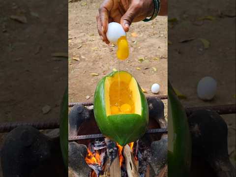 Egg Stuffing Inside Papaya 🥚😋 #shorts