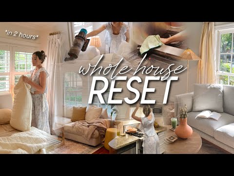 WHOLE HOUSE RESET *in 2 hours* | cleaning, tidying, & simplifying our home on a time crunch!