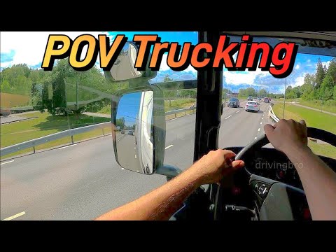 SCANIA POWER - Driving out of Norrtälje (POV) towards Sthlm - Scania g490, TRUCK & TRAILER