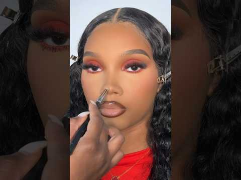 Do y’all like matte or glossy red shadow look?!😍😍 #makeup #makeuptutorial #blackgirlmakeup #mua