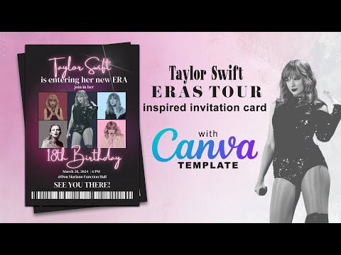 Taylor Swift Eras Tour Poster Inspired Birthday Card Canva Template | Canva Tutorial 08