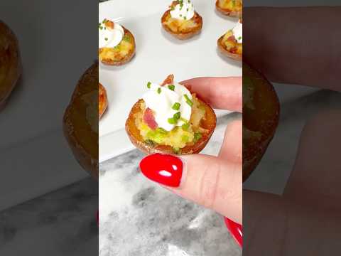 Mini Loaded Potato Bites! #ChristmasAppetizer #HolidayAppetizer #MiniLoadedPotatoes