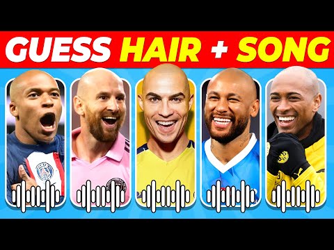 Guess HAIR + VOICE Of Football Player 🧑‍🦲 CR7 Song, Messi, Neymar, Mbappe Song (with music🎵)