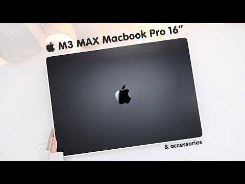 apple macbook pro m3 max 🖤space black unboxing aesthetic accessories | genshin | gameplay