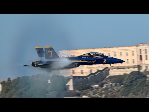 BLUE ANGELS  HIGH ENERGY DISPLAY OVER SAN FRANCISCO’S ICONIC LANDMARKS - FLEET WEEK 2024 - 4K