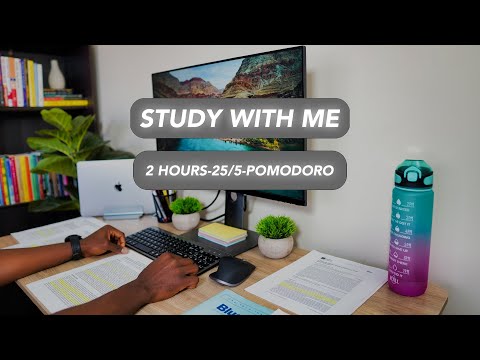 2 HOUR Real-Time Study With Me | Music, 25-5 Pomodoro