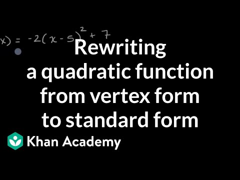 Rewriting a quadratic function from vertex form to standard form | Khan Academy