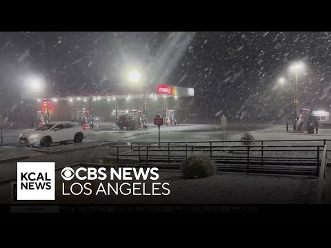 Mountain areas receive several inches of snow during storm in Southern California