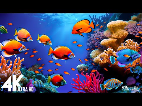 Aquarium 4K VIDEO (ULTRA HD) 🐠 Sea Animals With Relaxing Music - Rare & Colorful Sea Life Video