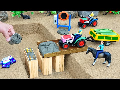 Diy tractor mini Bulldozer to making concrete road | Construction Vehicles, Road Roller #12