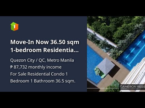 Move-In Now 36.50 sqm 1-bedroom Residential Condo For Sale in DMCI Cameron Residences - Quezon City