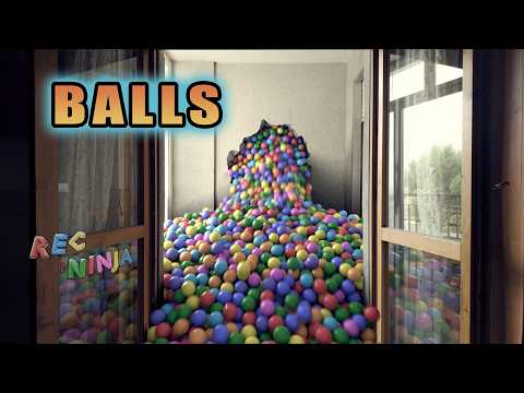 BOOM! Colorful balls destroy the wall, Blender animation, smoke simulation, DJI Pocket 3