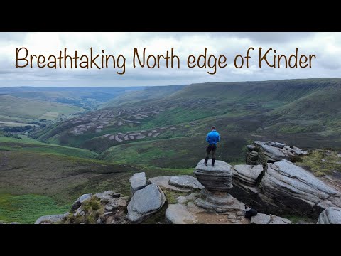 Kinder walk along North Edge drone footage Peak District