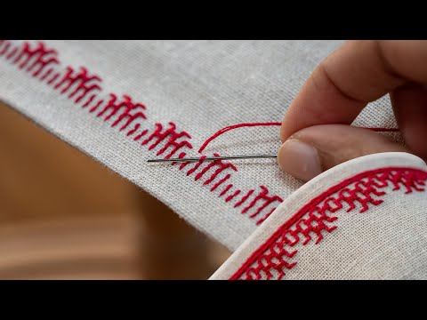 How to Embroider a Woven Fence Stitch Border