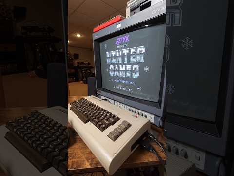 Playing Winter Games on the Commodore 64, 1985 #shorts #retrogaming #asmr