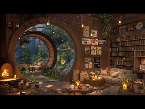 Underwater Library and Fireplace (IA Generated) | HD Relaxing Screensaver