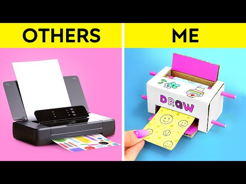 CUTE DIY PRINTER FROM CARDBOARD 💝 Drawing Pictures With Pencil 😱 Parenting Ideas by 123 GO!