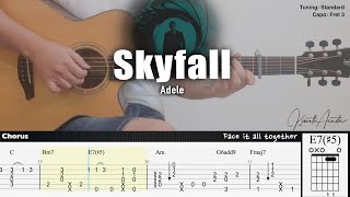 Skyfall - Adele | Fingerstyle Guitar | TAB + Chords + Lyrics