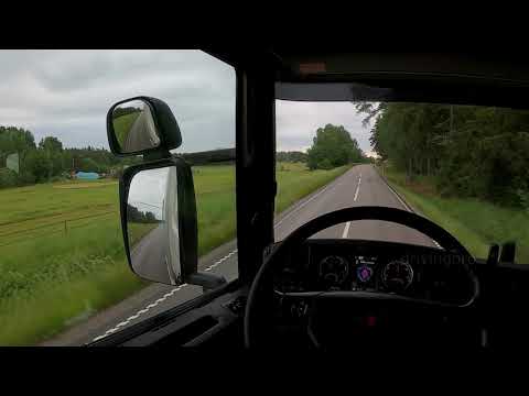 POV drive on narrow country road! Truck & Trailer. Scania g490