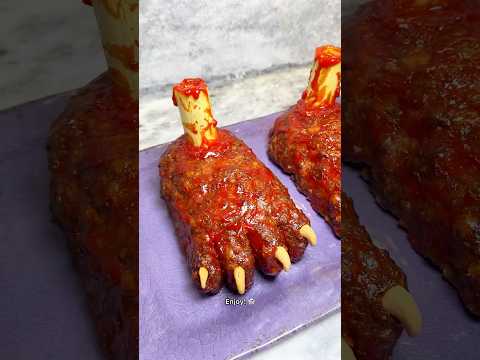 Monster Feetloaf #halloweenfood #halloweenfoodideas #feetloaf #shorts