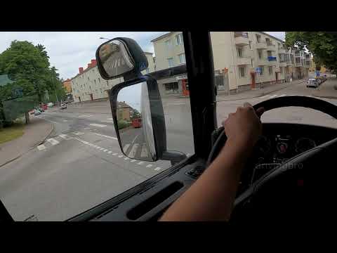 Awesome POV Truck & Trailer drive thru Norrtälje City, Scania G490