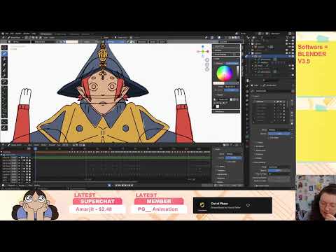 2D Wizard Animation in Blender Grease Pencil / Come say hi :)