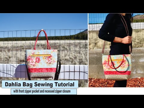 Dahlia bag sewing tutorial | Bag with recessed zipper and front zipper pocket | Fat quarter project