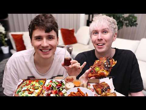 DAN AND PHIL MASSIVE PIZZA MUKBANG 2