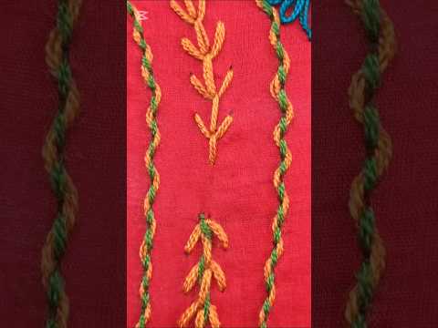 Basic hand embroidery design #embroidery #craft #neckline #crochet #churidar #trending #design #diy