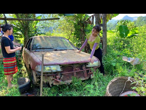 go to the village with the hmong house buy back an old toyota car from 1980