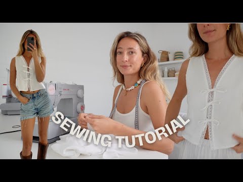 Piper Top Sewing Tutorial - cute tie front top with lace details