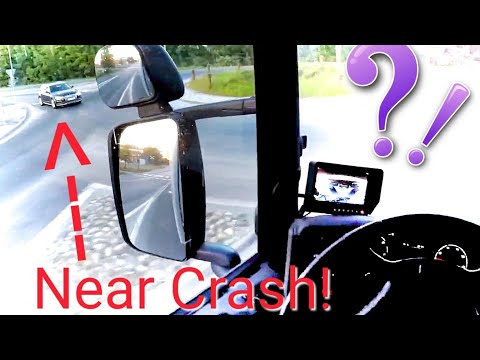 Near Crash! Car hiding behind Truck Mirror (POV driving, Heavy loaded Scania g440 & trailer, vlog)