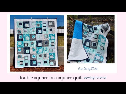 double square in a square quilt sewing tutorial - easy modern quilt tutorial