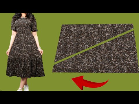 🥀New Very Simple Very Cute So Easy Pattern Dresses Tutorial💃Only 1.7 meter fabric Only 10 Minute Sew