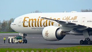 Emirates 777-300ER push back, taxi and stunning take off | Aviation Enthusiast's Delight