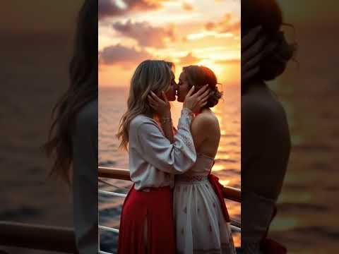 Cruise Romance  Two Women Seal Their Love Under the Ocean’s Gaze #lesbian #kiss #lgtb