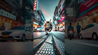 "City Cat: Neon Run"#UrbanAdventure#CityLife#CatVideos#NeonLights