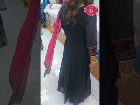 Stylish Black Anarkali with Pink Dupatta @ssrtextiless #latestfashiontrends