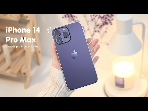 iPhone 14 Pro Max deep purple  Unboxing🔮aesthetic setup | Airpods pro 2 | accessories | genshin