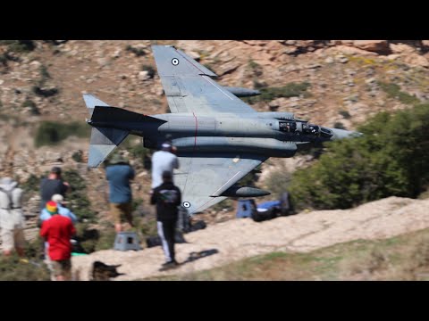 THE LEGENDARY F-4 PHANTOMS FLYING LOW IN THE GREEK MACH LOOP -  4K