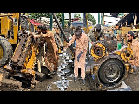 CAT 966E wheel loader engine complete rebuild.| CAT 6 Cylinder Engine Repair At a Local Workshop